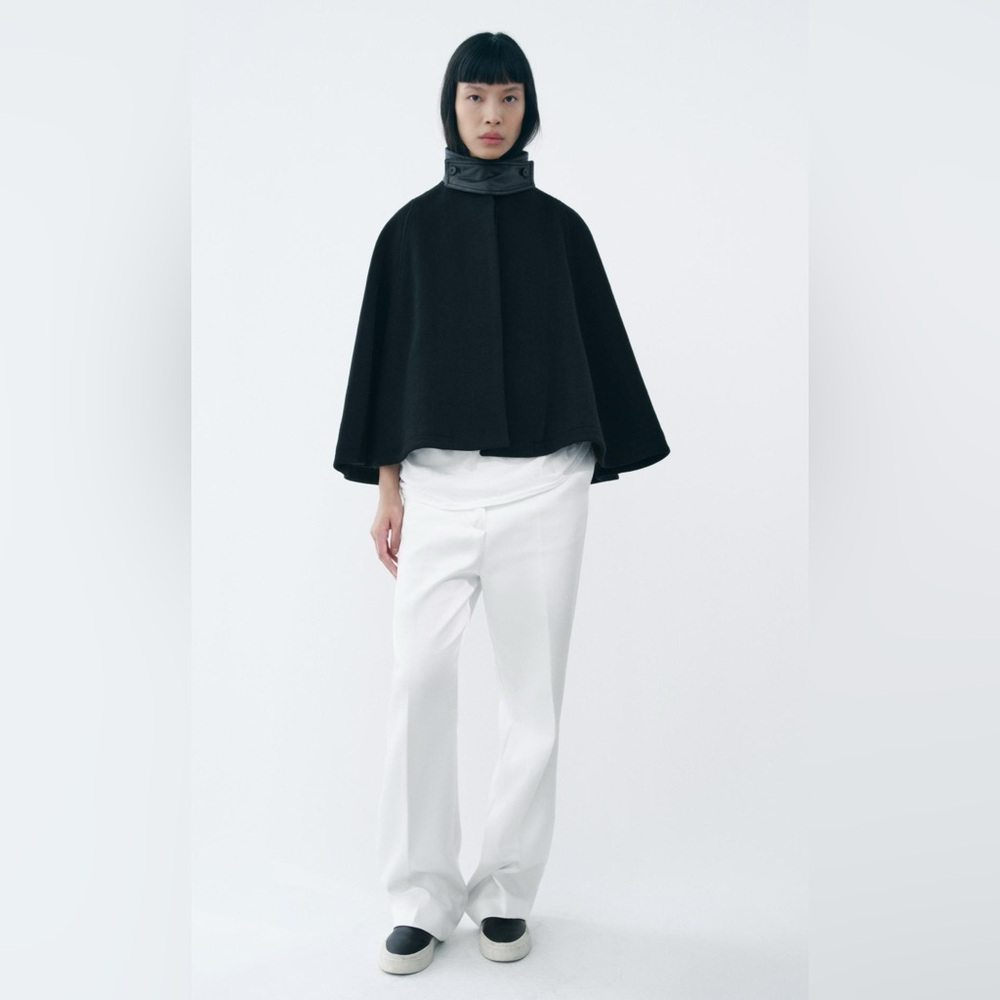 ZARA MANTECO WOOL CAPE COAT ZW COLLECTION SZ M